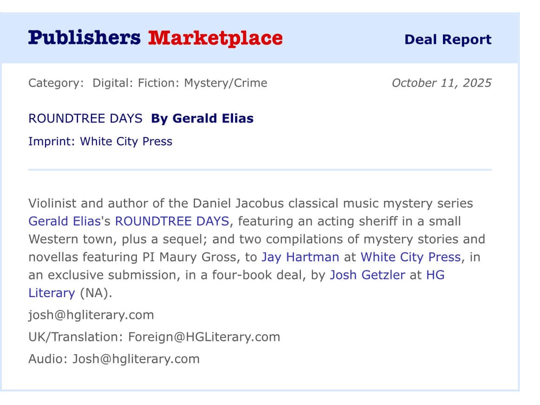 Publishers Marketplace announcement